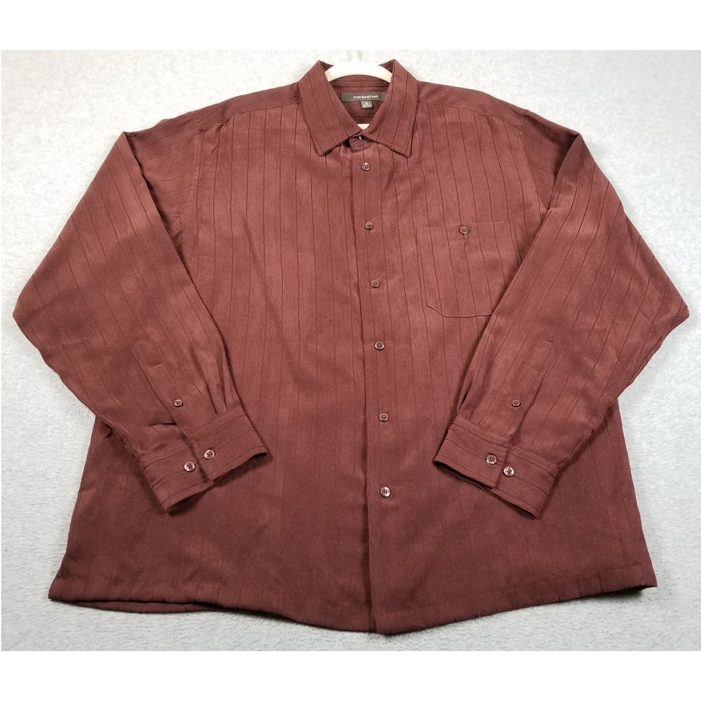 NEW Croft & Barrow Button Up Shirt Mens XL Vertical Stripe Long Sleeves Sueded